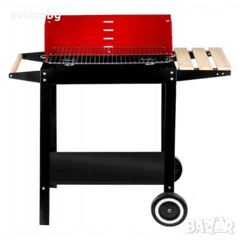 Градинско барбекю на колела, емайлирана стомана, 4 степени + Подарък 3 прибора, снимка 6 - Барбекюта - 53801394