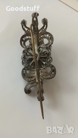 Възрожденска игла,накит,сребро,филигран,носия19в,бабин чеиз , снимка 8 - Антикварни и старинни предмети - 53466938