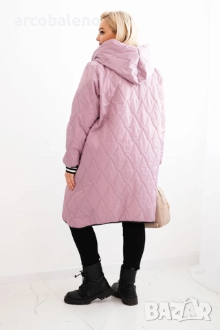 Дамско ватирано яке Plus Size с качулка и спортни маншети, 9цвята , снимка 4 - Якета - 51447954