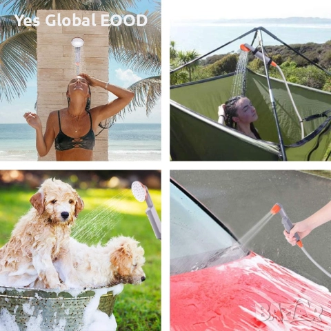 WOLFWILL преносим къмпинг душ с помпа и 2 USB батерии, снимка 7 - Друга електроника - 52421815