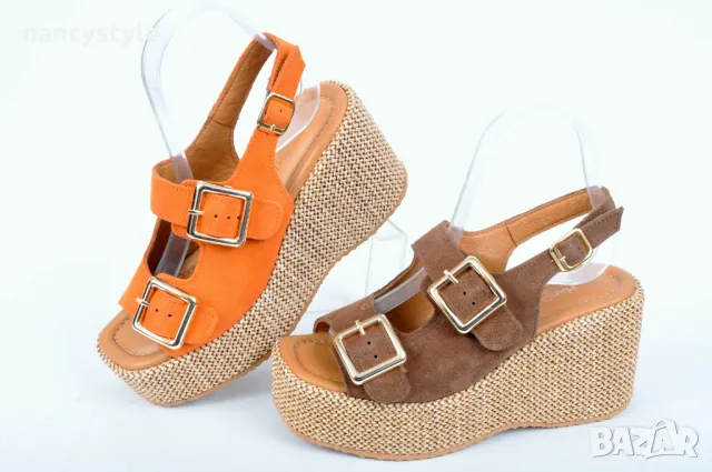 СЕЗОН'25! Дамски сандали на платформа от велур - Два цвята, снимка 1