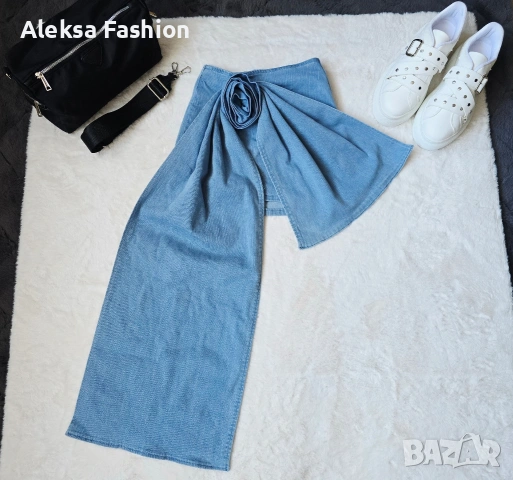 Дамска къса дънкова пола с 3D роза, снимка 17 - Поли - 50524464