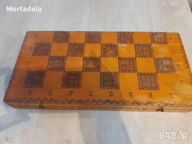 Шах ръчно изработен пирографиран, снимка 3 - Антикварни и старинни предмети - 45585364