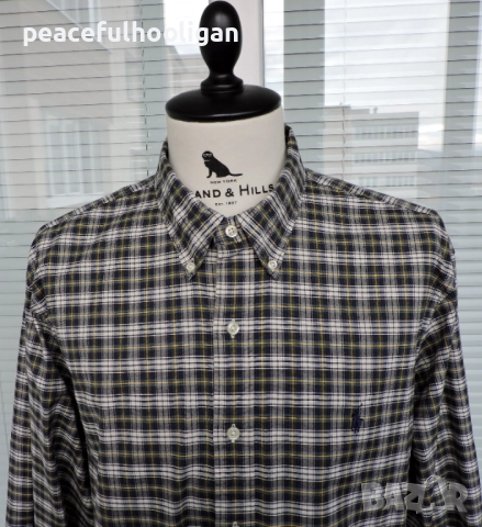 Polo Ralph Lauren Mens Strech Oxford Checked Long Sleeve Shirt Size XXL Slim Fit, снимка 2 - Ризи - 52949355