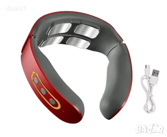 Jt-809 Електрически Пулсен Масажор за Врат с Функция за Затопляне Сив/Червен, снимка 3 - Масажори - 50535452