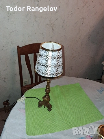 Малка нощна месингова лампа , снимка 3 - Настолни лампи - 54249195