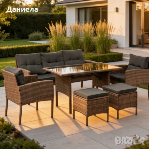 Комплект градински мебели от техноратан - перфектен кът за релакс, снимка 4 - Градински мебели, декорация  - 53891863