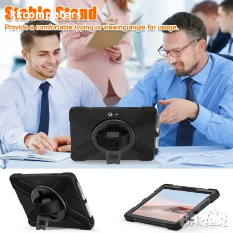 Microsoft Surface Go 4 / 3 / 2 / 1 Tablet Case/Pen Slot /Hand Band/360° Swivel Kickstand Удароустойч, снимка 12 - Калъфи, кейсове - 51027621