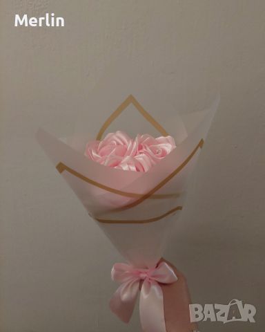 Букети от сатенени рози (вечни рози), снимка 1 - Изкуствени цветя - 45513746