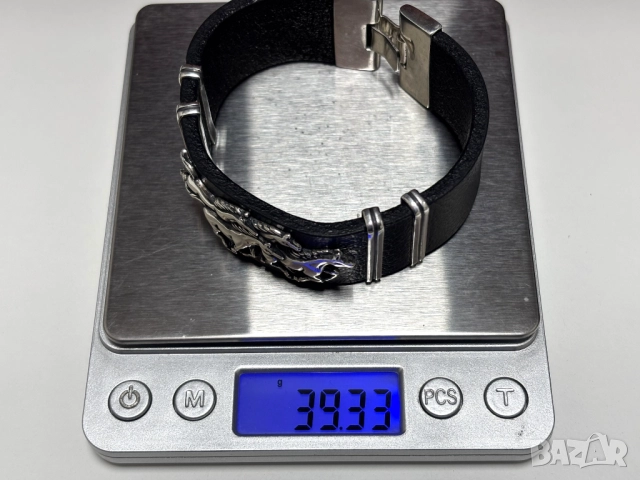 НОВА! Мъжка Гривна-сребро(проба 925) и Естествена кожа, снимка 17 - Гривни - 52319553