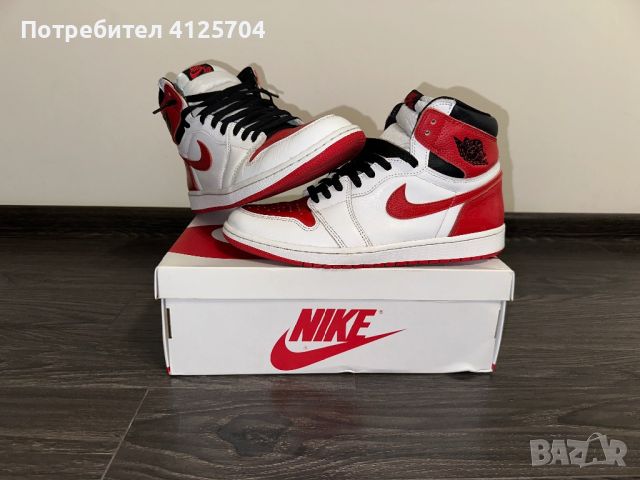 Jordan 1 Retro High OG White/University Red-Black, снимка 1 - Ежедневни обувки - 46142596