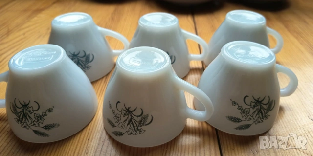 Винтидж чашки за кафе  Rigopal - Primavera, опалово стъкло, снимка 11 - Чаши - 53840010