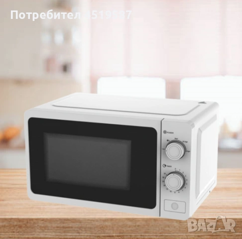 Микровълнова фурна 700W, 20л, 5 степени, бяла, снимка 5 - Микровълнови - 53475514