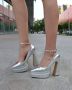 ⚡Стилни сребристи дамски обувки на ток⚡, снимка 1 - Дамски обувки на ток - 45445613