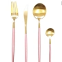 Комплект прибори за хранене 24 части неръждаема стомана златисто розово магнитна кутия, снимка 2