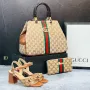 дамски сандали на ток, чанта / раница и портмоне gucci , снимка 5