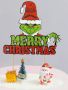 Гринч грийнч Grinch Merry Christmas Коледен картонен топер украса за торта декор парти , снимка 1 - Други - 45641139