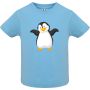 Нова бебешка тениска в светлосин цвят с Пингвин, снимка 1 - Бебешки блузки - 45670959