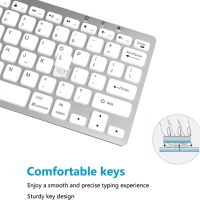 Безжична мини клавиатура, за IOS, Windows, Android (сребристо бяло), снимка 6 - Клавиатури и мишки - 45222637