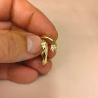 Златен пръстен с майчини ръце, красив златен пръстен, уникален пръстенрегулируем пръстен, 14К злато, снимка 5 - Пръстени - 45709939