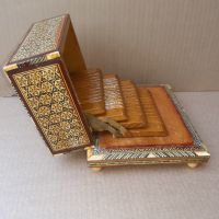 Стара музикална кутия с латерна - дърво , седеф , кост, снимка 7 - Антикварни и старинни предмети - 46160742