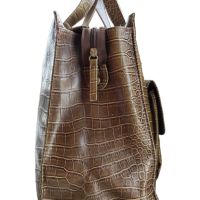 Дамска чанта от еко кожа със животинска щампа, Кафява, 38х26х12 см, снимка 3 - Чанти - 45675191