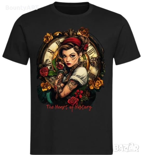 Винтидж дамска тениска "Историята има сърце", снимка 1