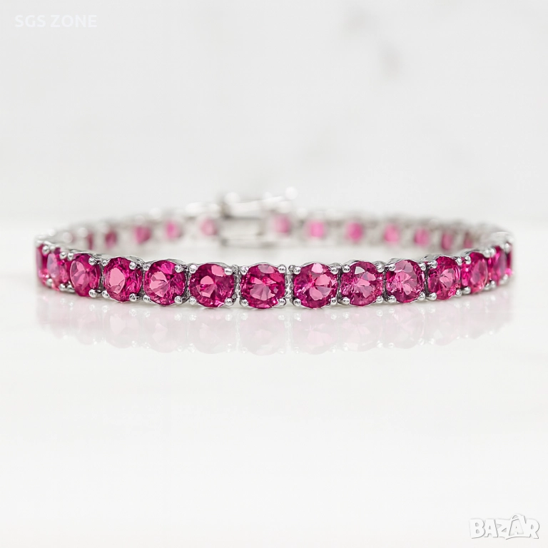 сребърна гривна с розов топаз, снимка 1