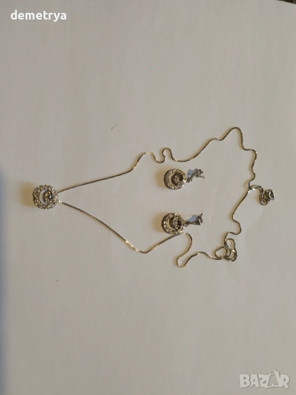 Сребърен комплект с цирконий , снимка 1