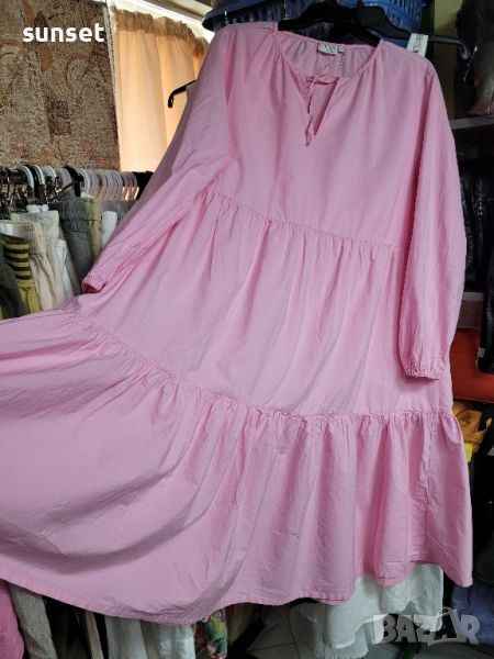розова рокля, разкроена,- XL, снимка 1