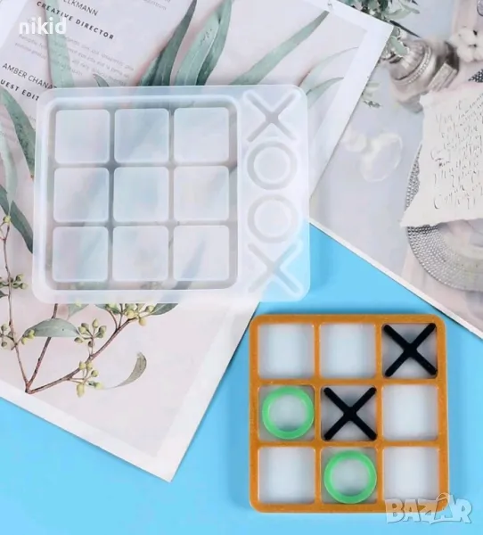 игра Морски Шах X O Tic Tac дъска табла силиконов молд форма фондан смола шоколад, снимка 1