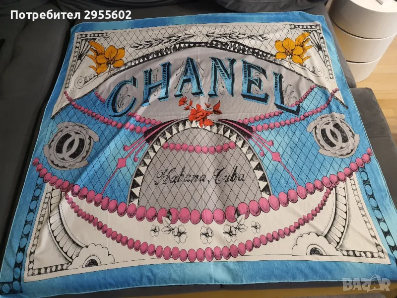 Chanel голям копринен шал , снимка 1