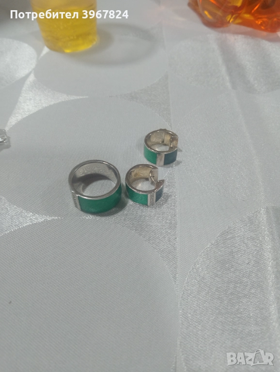 Продават се пръстен и обици сребро и камани на сваровски, снимка 1