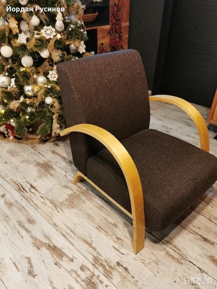 ретро винтидж кресло vectra барок естествен фурнир, снимка 1