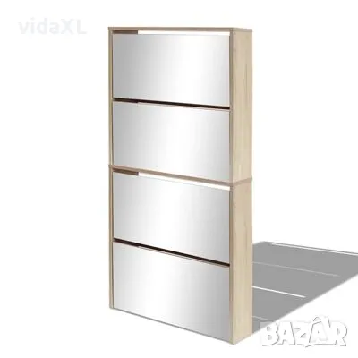 vidaXL Шкаф за обувки 4 нива с огледала, дъб, 63x17x134 cм（SKU:273935）, снимка 1