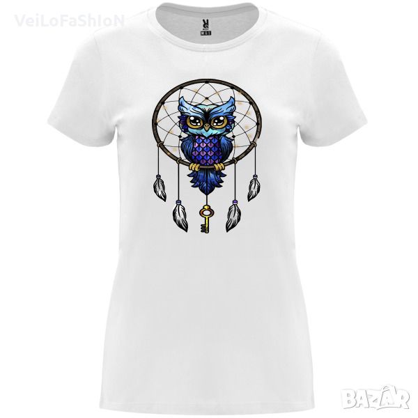 Нова дамска тениска Капан за сънища с Бухал в бял цвят, снимка 1