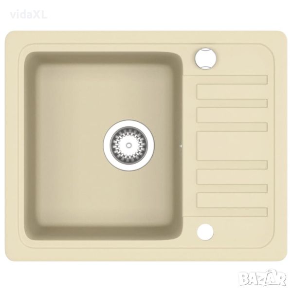 vidaXL Гранитна кухненска мивка с едно корито, бежова(SKU:144860, снимка 1