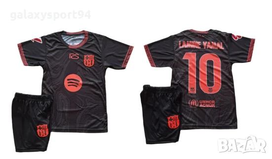 Черен оранжев резервен Екип Ламин Ямал 10 с Чорапи Барселона, детско 2026, снимка 1