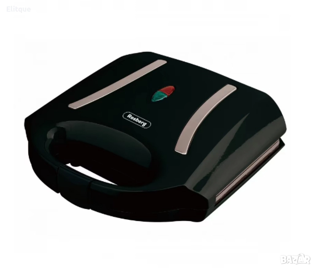 Тостер-сандвич Rosberg 750W, Грил незалепващи плочи, Бял/Червен/Черен, снимка 1