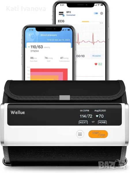 Апарат за кръвно налягане с ЕКГ функция, Bluetooth Апарат за кръвно налягане за горната част на ръка, снимка 1