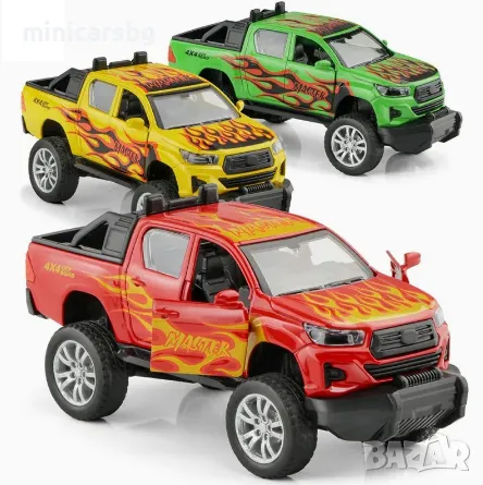Метални колички: Ford пикап с пламъци , снимка 1