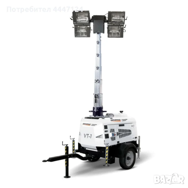 Осветителна кула с генератор. 4000W. IP 65, 360°, 9 метра телескопична, Под наем, снимка 1