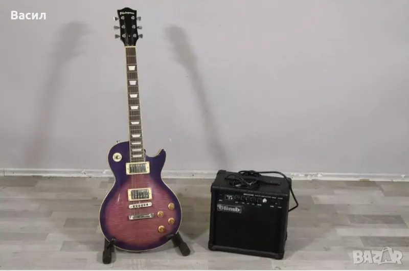 Електрическа китара Photogenic Les Paul + усилвател Climb Guita Amplifier SAG 15 , снимка 1