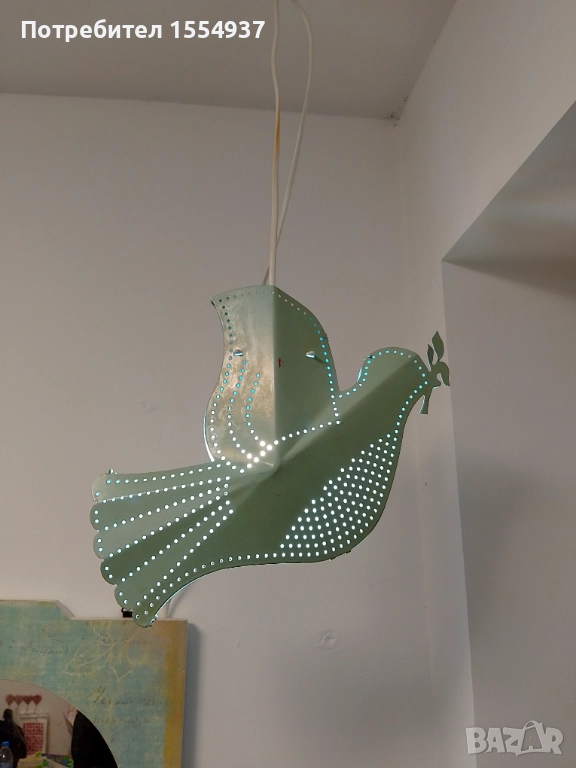Лампа метална птиче синьо, снимка 1