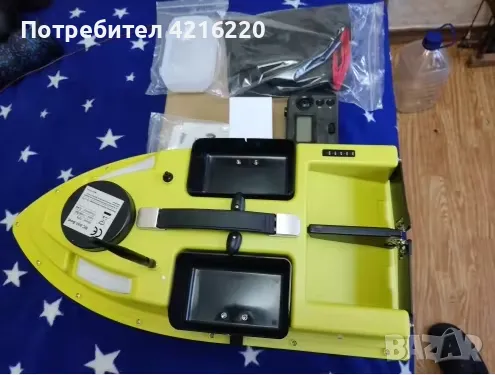 Лодка за захранка D19 gps-100 точки 12000mAh батерия сак LED 6 цвята светлини, снимка 1