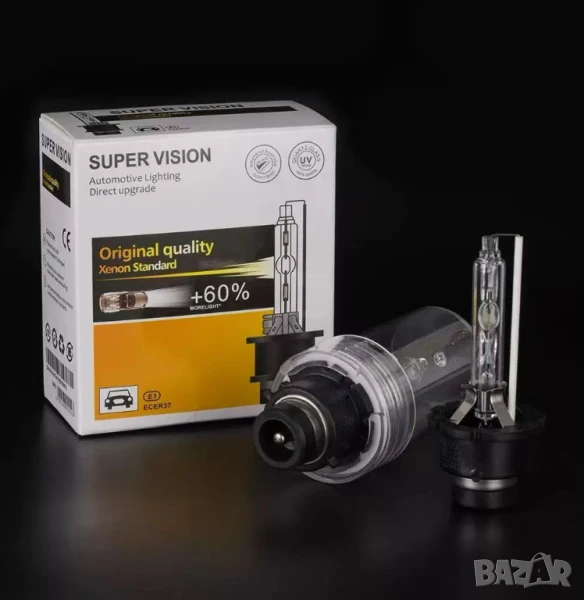 XENON крушки SUPER VISION D4S 6000K +60% светлина – Quartz стъкло, UV защита, снимка 1
