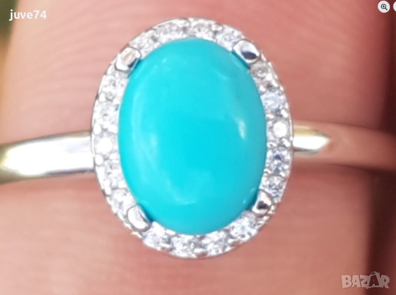 СРЕБЪРЕН ПРЪСТЕН С ТЮРКОАЗ (АРИЗОНА,САЩ), снимка 1