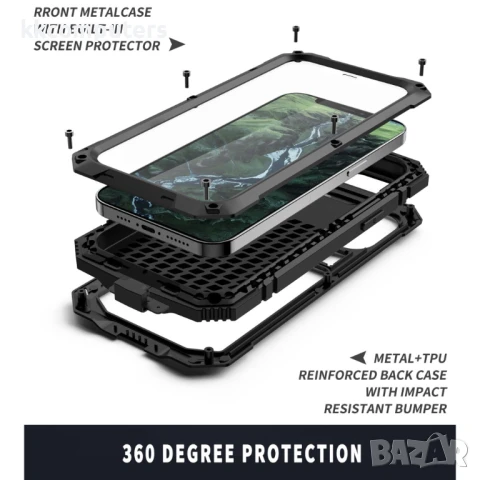 Apple iPhone 12 mini R-JUST Влагоустойчив Удароустойчив Калъф и Протектор Зашита 360 Градуса, снимка 2 - Калъфи, кейсове - 51121448