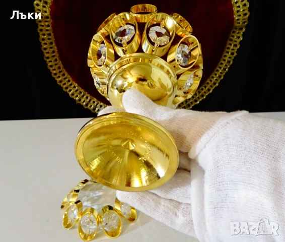 Позлатен бронзов свещник Weinfurtner Gold Crystal. , снимка 9 - Антикварни и старинни предмети - 52900301