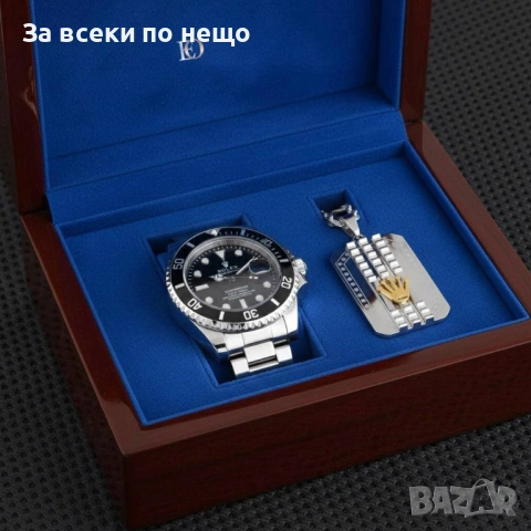 Rolex Комплект Мъжки Часовник С Колие Ролекс - Налични Различни Цветове Код SK640, снимка 2 - Подаръци за мъже - 53093330
